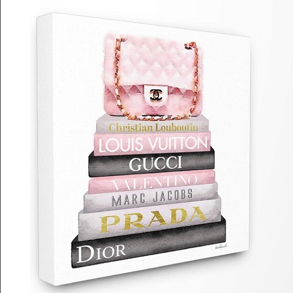 CHANEL | Wall Decor | Pink Chanel Gucci Dior Prada Books Canvas Wall Art |  Poshmark